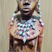 Statueta africana femeie Masai, 47 cm.